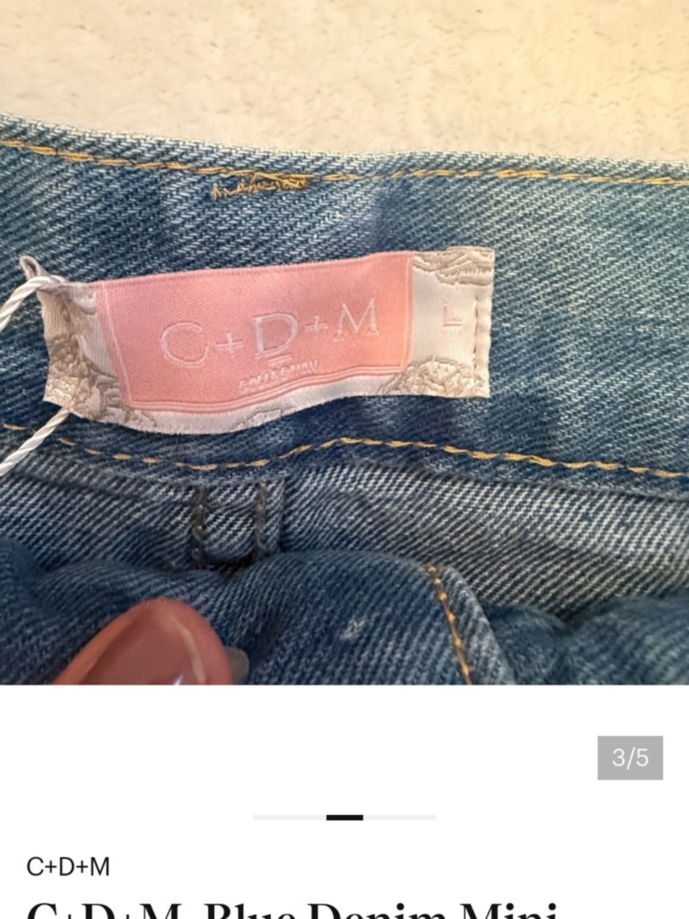 WHOLE OUTFIT SIZE LARGE. Love tree Women's Ribbed Pink crop and NEW denim skirt. - Picture 6 of 10